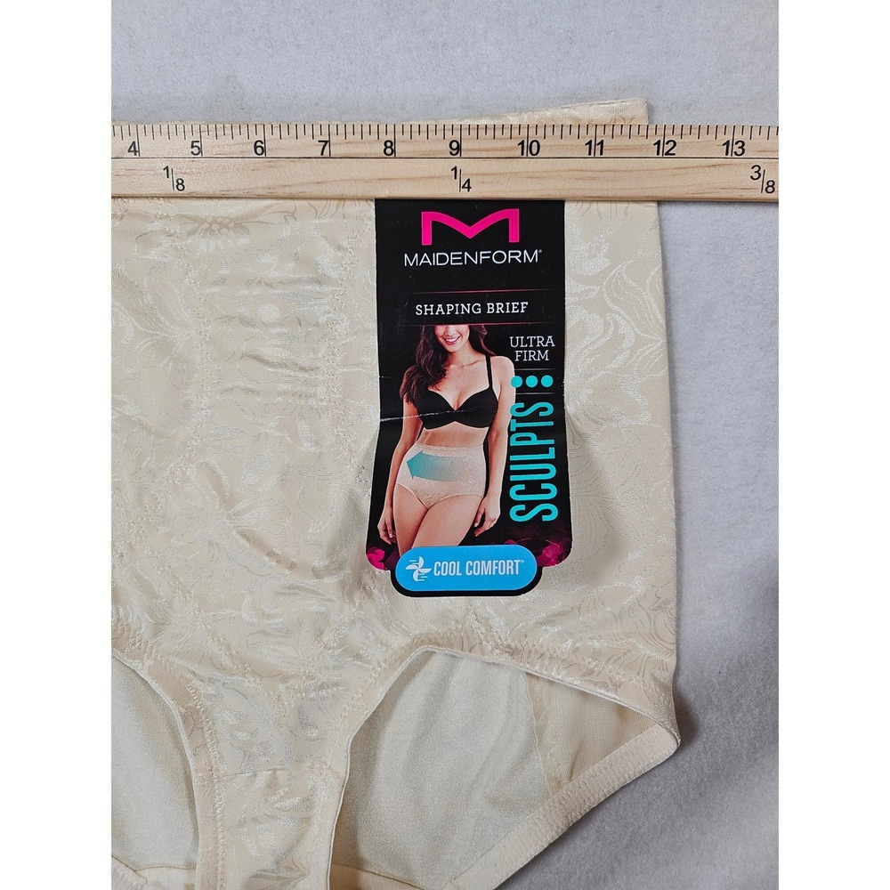 Maidenform Shaping Brief Ultra Firm Sculpting Floral Jacquard Beige Large NWT - Picture 5 of 6